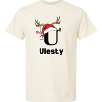 Monogrammed Santa Hat Reindeer Alphabet Family Shirt, Custom Matching Christmas Family Hoodie, Letter Christmas Name Sweatshirt