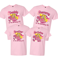 Personalized Birthday Girl T-Shirt Family Celebration, Blonde Doll Design  T-shirt Theme