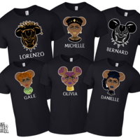 Custom Disney Black Panther Super Hero Mickey Mouse and Minnie Mouse T-Shirt