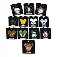 Disney Mickey and Minnie STAR WARs Family T-Shirts With White trim