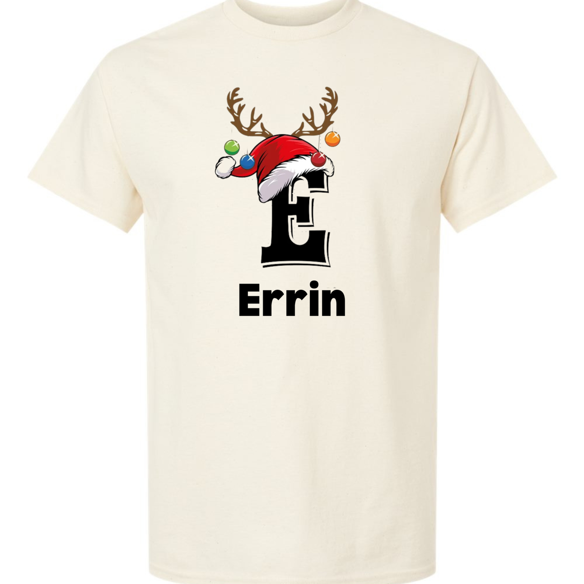 Monogrammed Santa Hat Reindeer Alphabet Family Shirt, Custom Matching Christmas Family Hoodie, Letter Christmas Name Sweatshirt