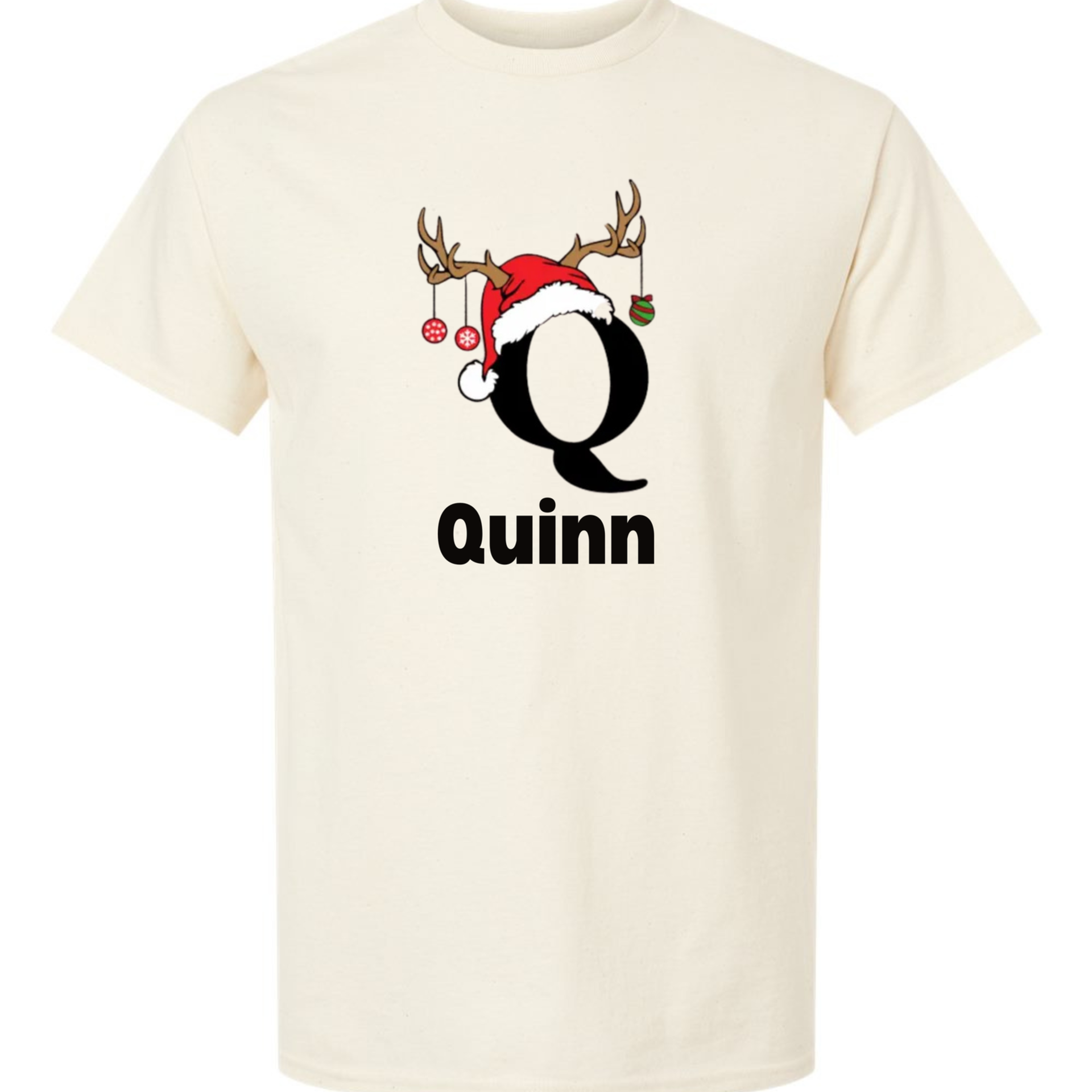 Monogrammed Santa Hat Reindeer Alphabet Family Shirt, Custom Matching Christmas Family Hoodie, Letter Christmas Name Sweatshirt