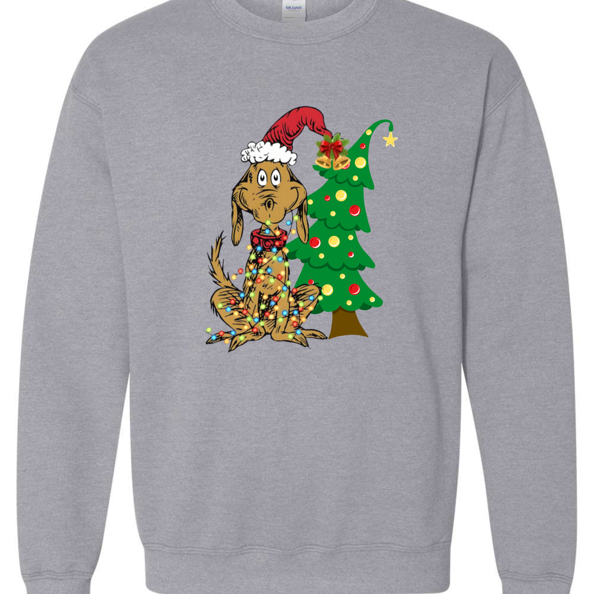 Whimsical Christmas Tree Sweatshirt, With Dog Max Whoville Tree Shirt, Whimsical Green Star Tree Shirt, Holiday Women Shirt, Christmas Party