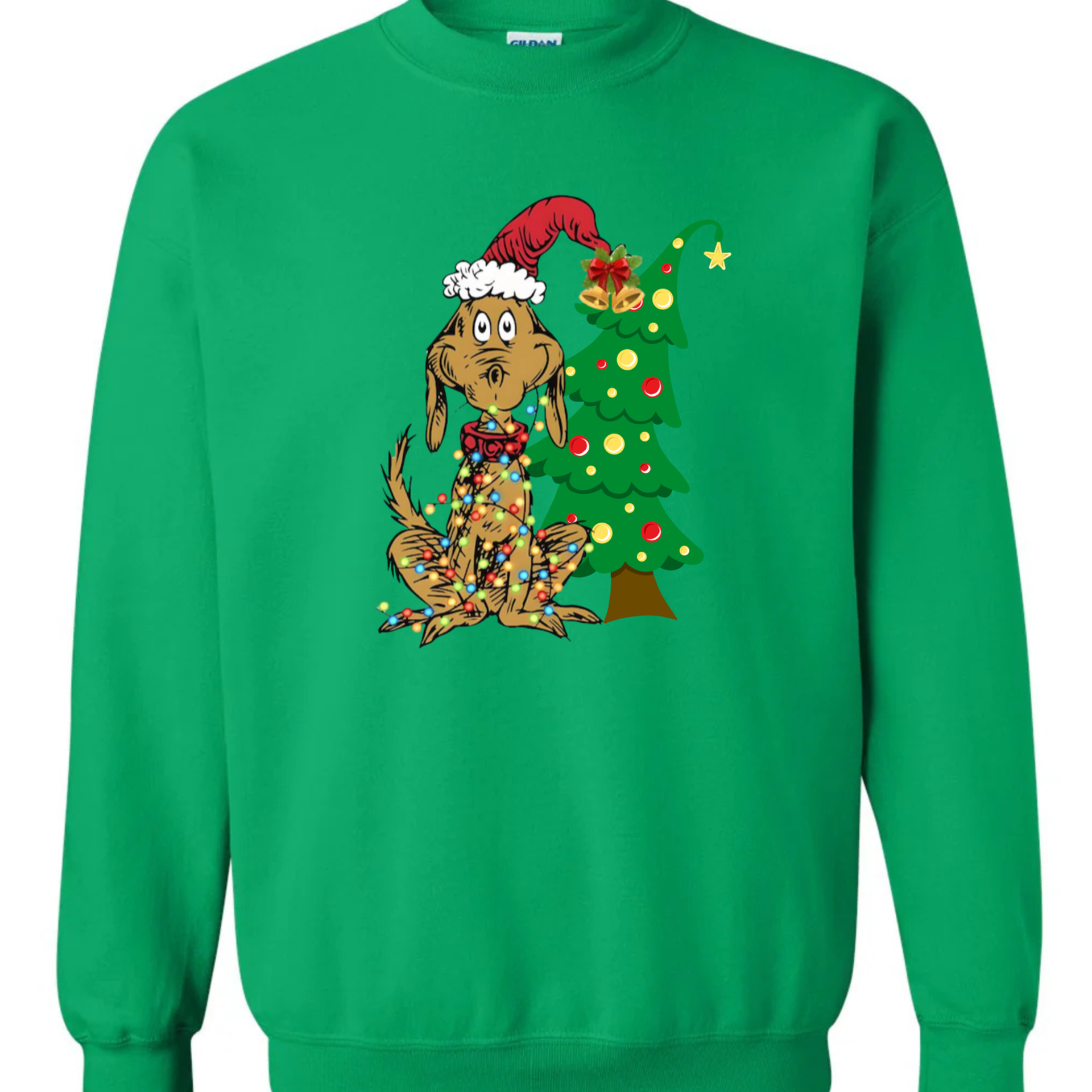 Whimsical Christmas Tree Sweatshirt, With Dog Max Whoville Tree Shirt, Whimsical Green Star Tree Shirt, Holiday Women Shirt, Christmas Party