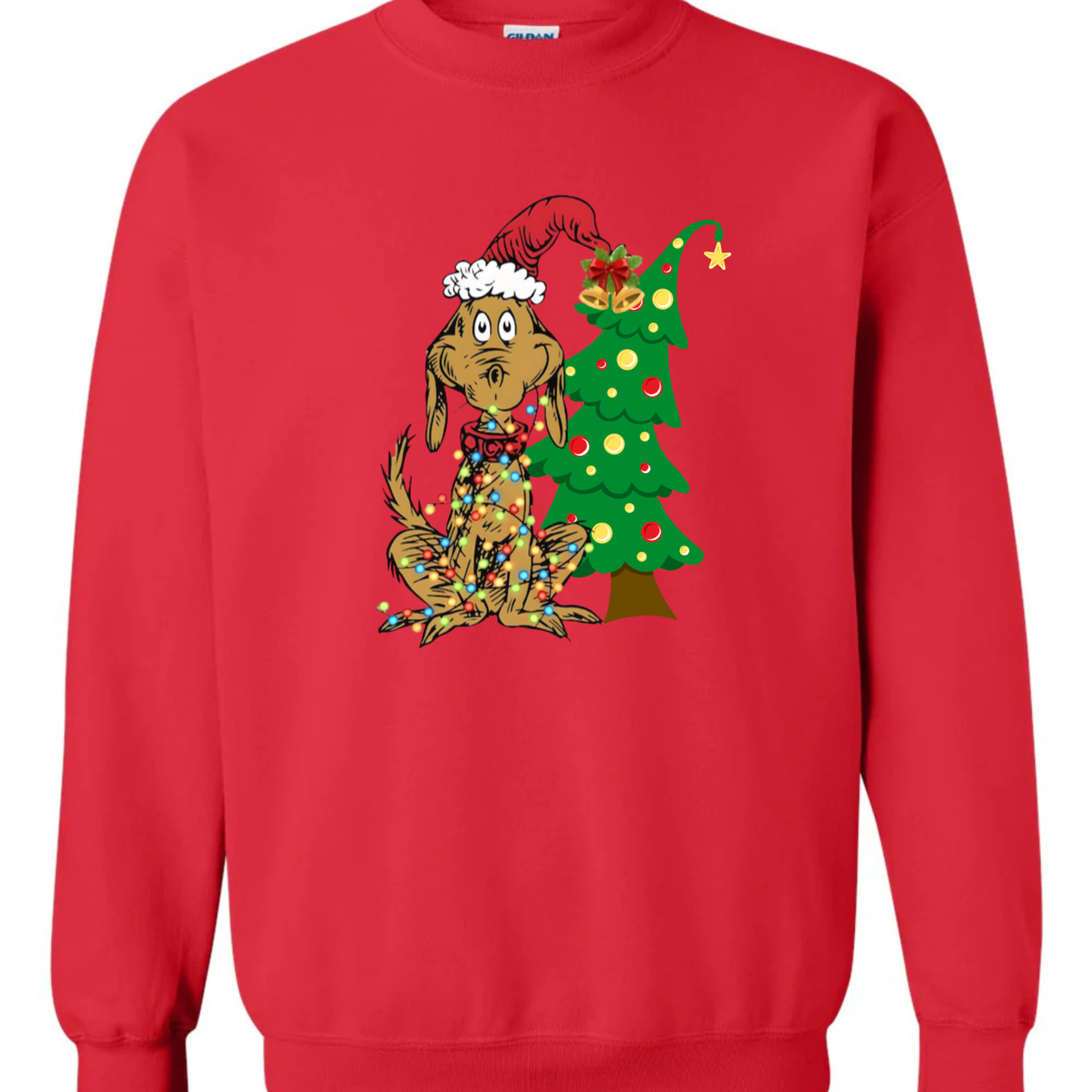 Whimsical Christmas Tree Sweatshirt, With Dog Max Whoville Tree Shirt, Whimsical Green Star Tree Shirt, Holiday Women Shirt, Christmas Party