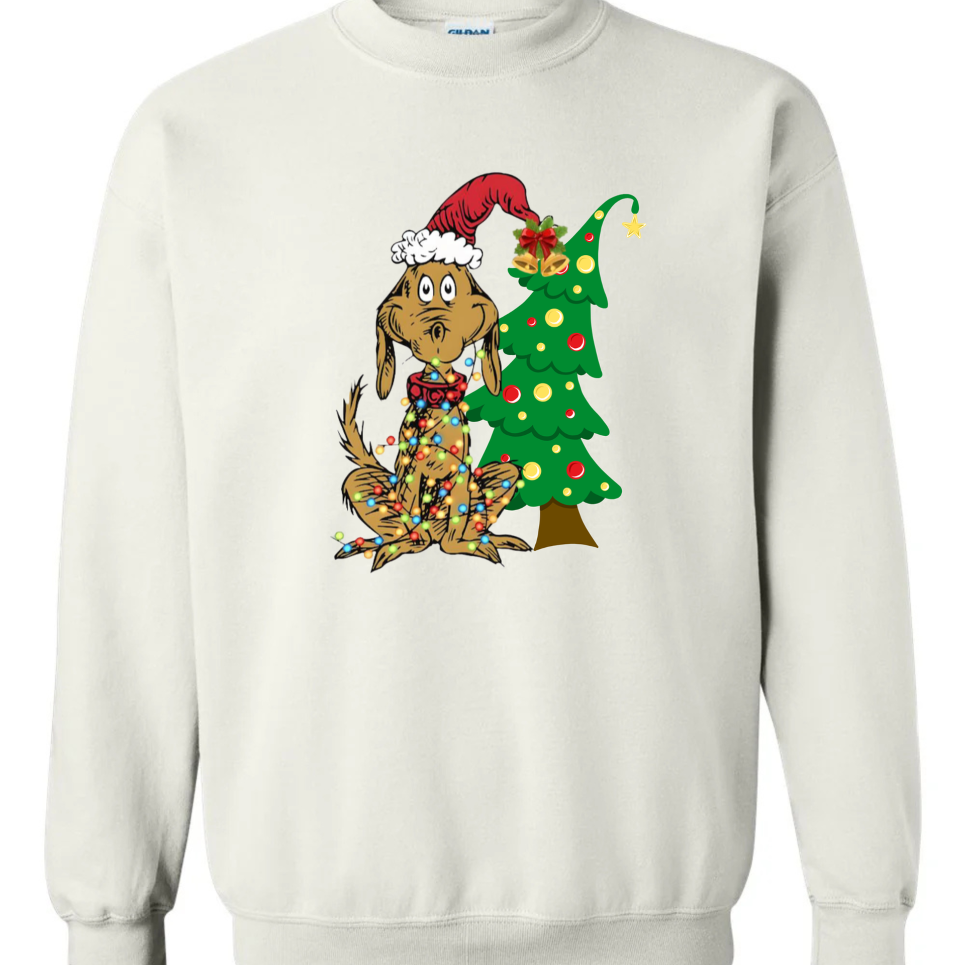 Whimsical Christmas Tree Sweatshirt, With Dog Max Whoville Tree Shirt, Whimsical Green Star Tree Shirt, Holiday Women Shirt, Christmas Party