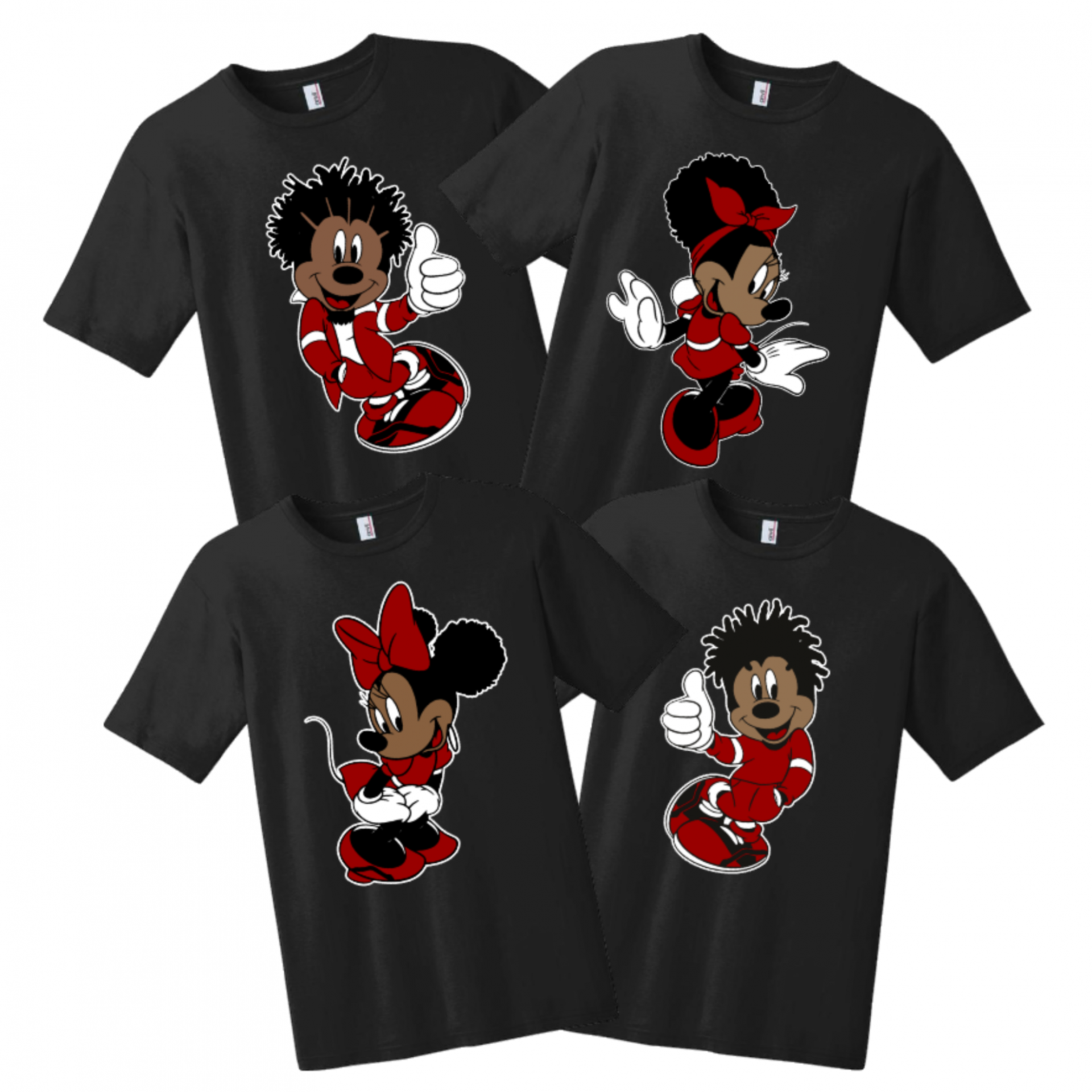 Custom Afro Mickey and Minnie Family Disney Shirts