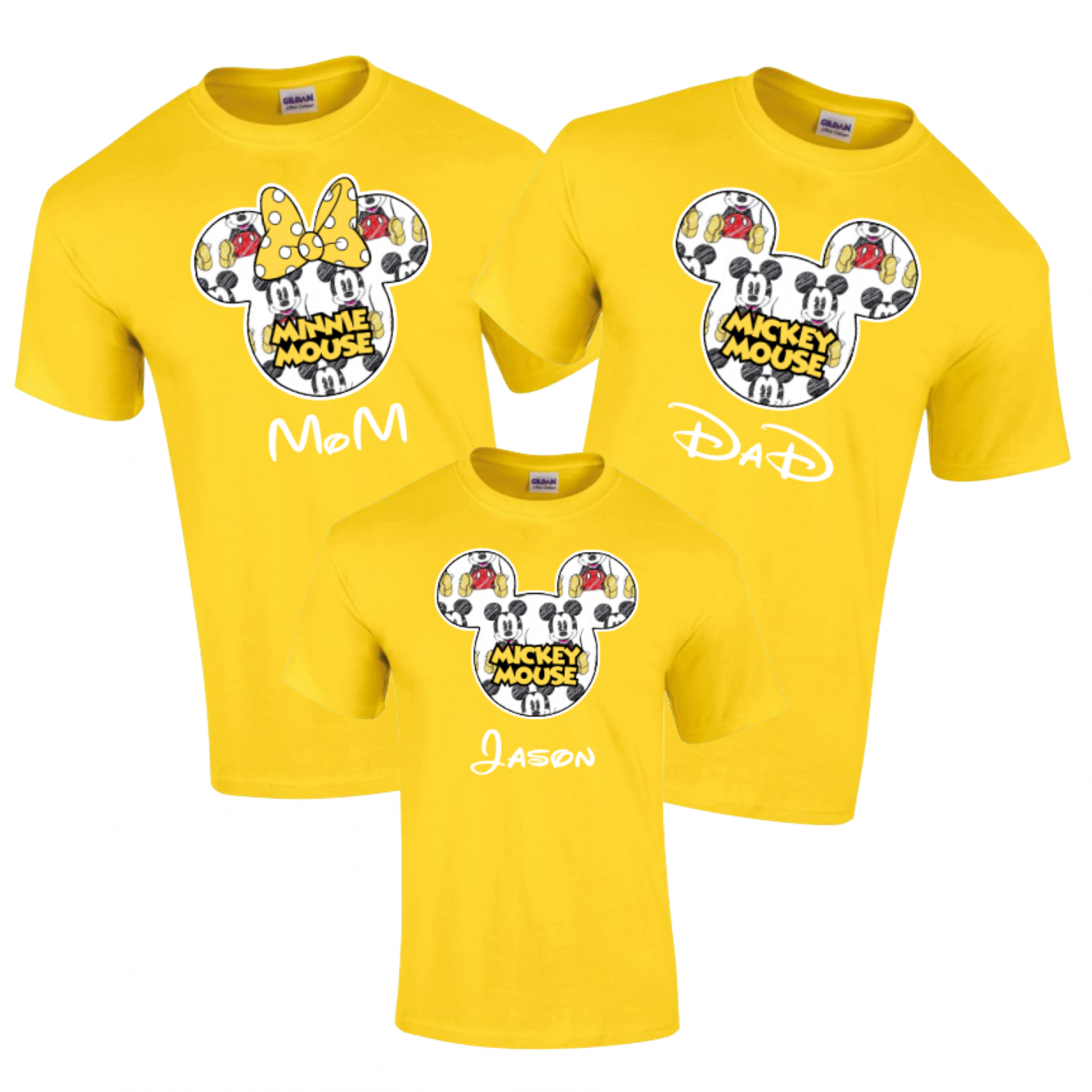Custom Disney Family Crayon Mickey Sketch and Friends T-Shirt