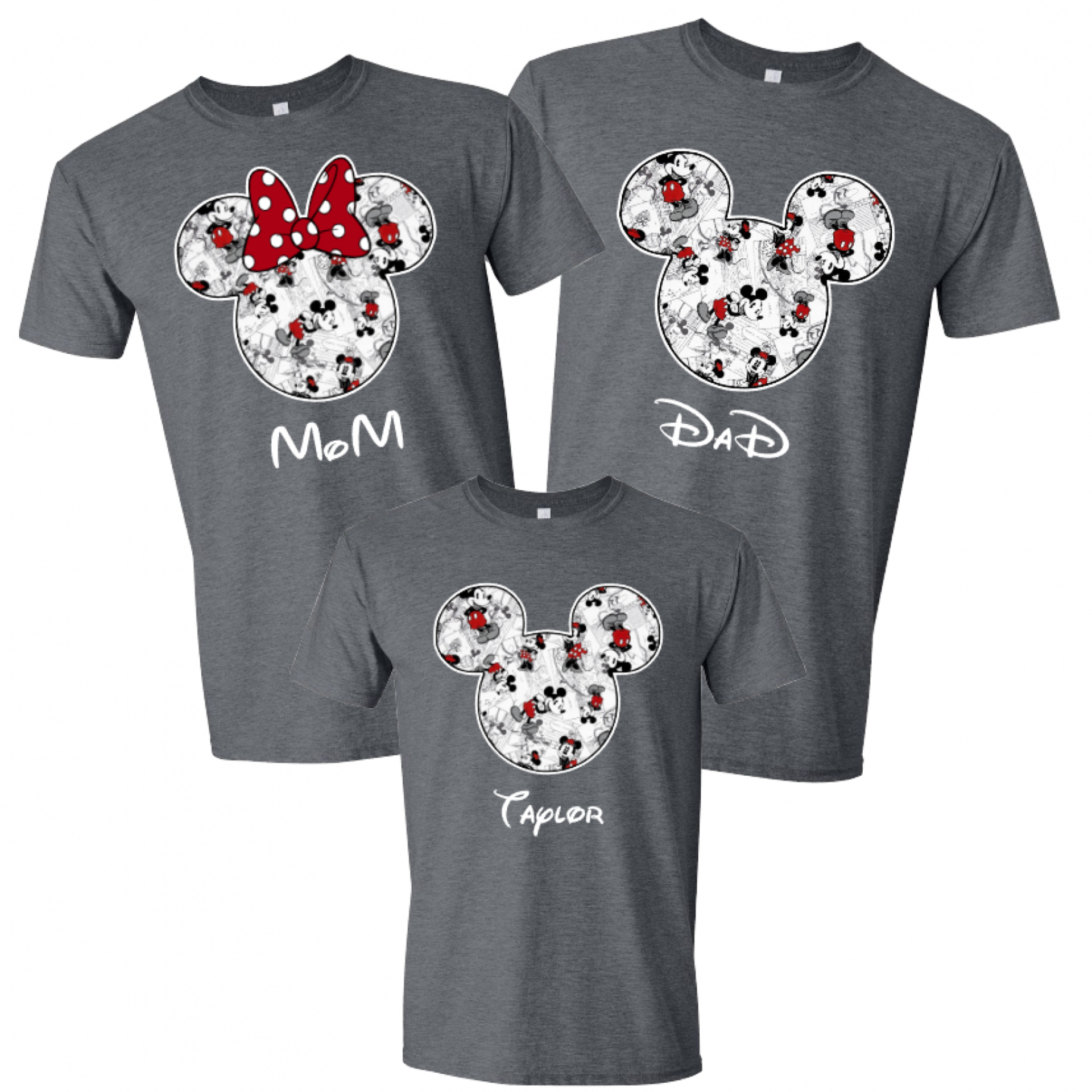 Disney Family Mickey Black & White Custom T-Shirts