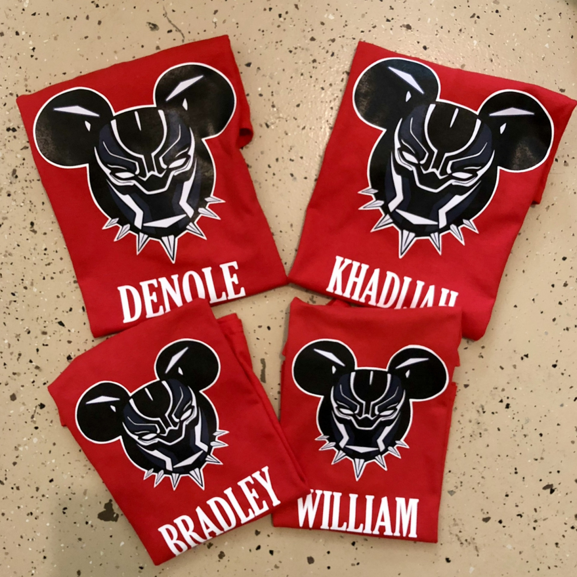 Custom Disney Black Panther Super Hero Mickey Mouse and Minnie Mouse T-Shirt