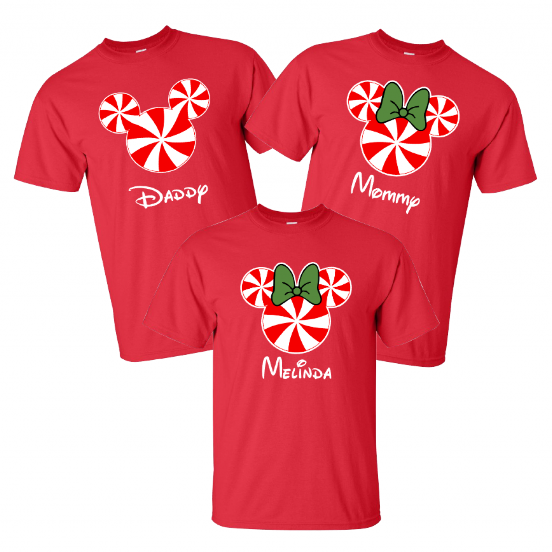 Disney Peppermint Christmas Family Mickey and Minnie Custom T-Shirts