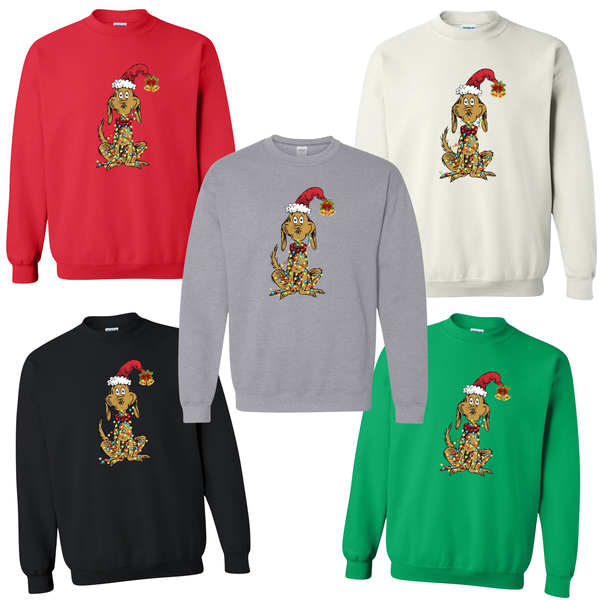 Whimsical Christmas Tree Sweatshirt, With Dog Max Whoville Tree Shirt, Whimsical Green Star, Trendy Shirt,Kids sweatshirt,Women's sweatshirt