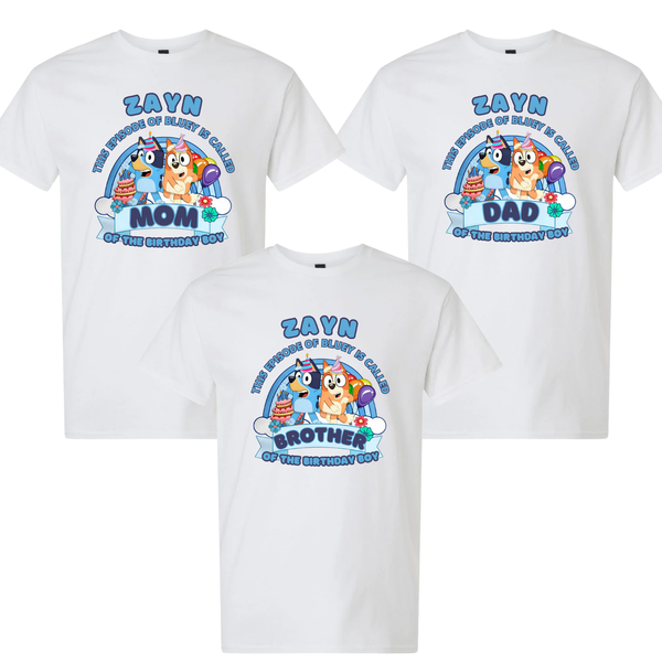 Custom Blue Dog Birthday Boy Family Matching Shirt