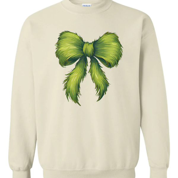 Grinchmas Coquette Bow Green Fur Christmas Season Sweater