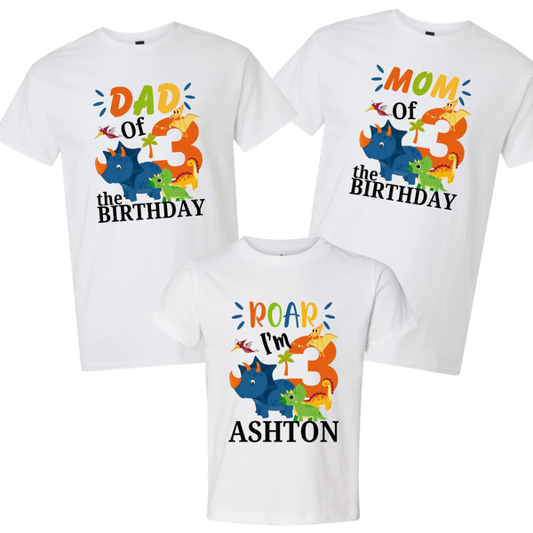 Personalized Dinosaur Birthday Boy Shirt Custom Dino Party Tee