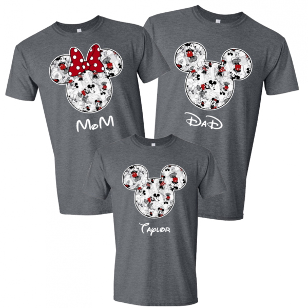 Disney Family Mickey Black & White Custom T-Shirts
