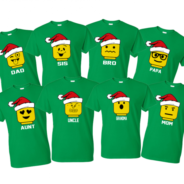 Santa Hat Lego Personalized Family Shirts with Facial Expression Legoland T-Shirts