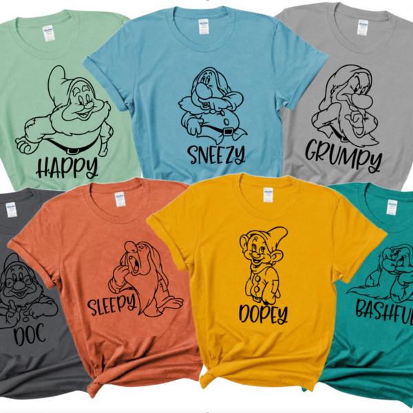 Custom Disney Seven Dwarfs Disney Family Vacation T-shirts and Friends T-Shirt